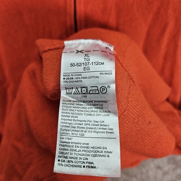 Banana Republic Pima Cotton Cashmere Sweater Orange 1/4 Zip Long Sleeve Mens XL - Picture 9 of 10